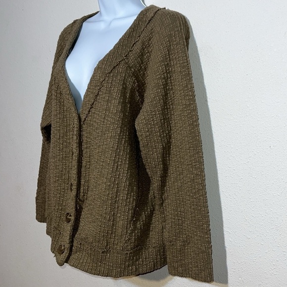 Two By Vince Camuto Womens Buttondown Cropped Lag & Look Waffle Sweater XXL - Picture 4 of 13